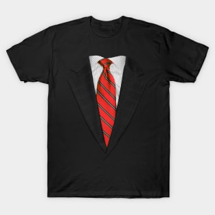 Red Suit Up! Realistic Suit and Tie Casual Graphic for Zoom T-Shirt